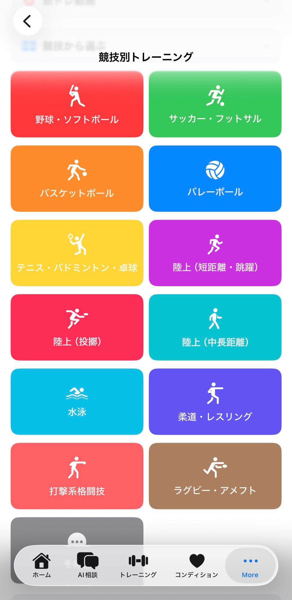 持久力テスト・競技別